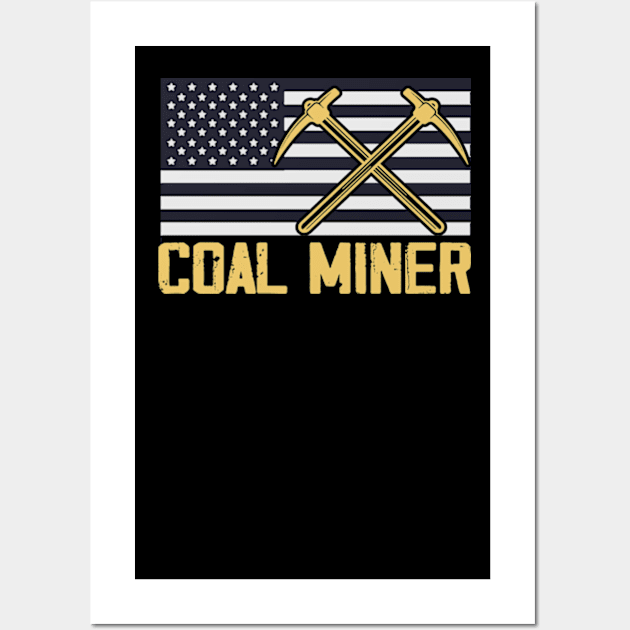 Coal Miner Flag American Patriotic Distressed Wall Art by David Brown